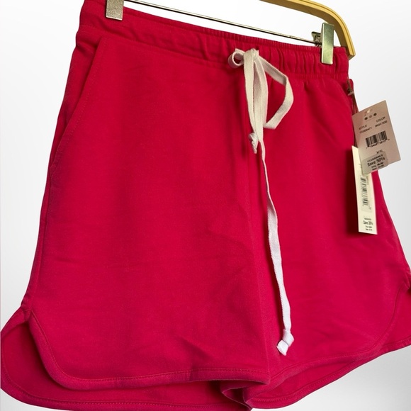 Three Dots Terry Shorts Drawstring Cotton Pink Shorts - Picture 5 of 8